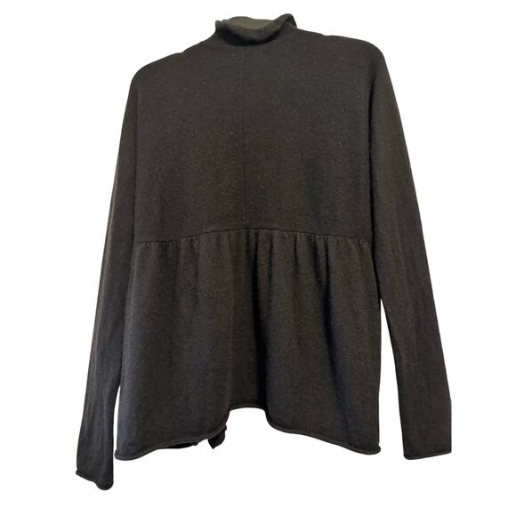 Garnet Hill 100% Cashmere open front black sweater delicate ruffle collar - Picture 7 of 8